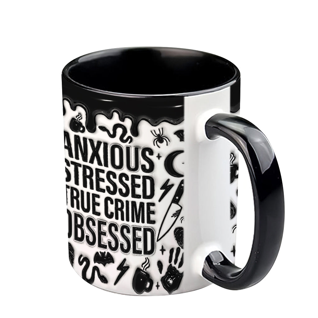 Anxious, Stressed, True Crime Obsessed - Personalized Accent Mug