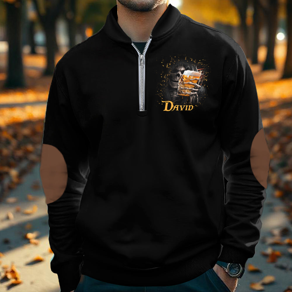 Lass uns ein Bier trinken – Personalisiertes Bier-Herren-Sweatshirt mit Reißverschluss