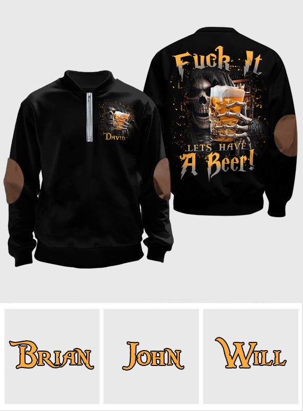 Lass uns ein Bier trinken – Personalisiertes Bier-Herren-Sweatshirt mit Reißverschluss