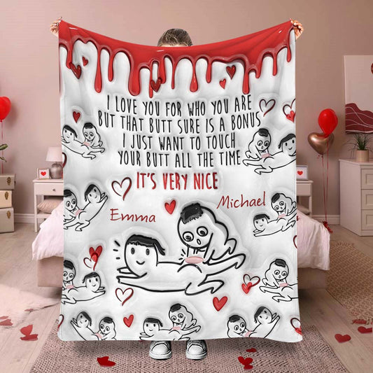 Your Butt Is Bonus - Personalized Couple Blanket