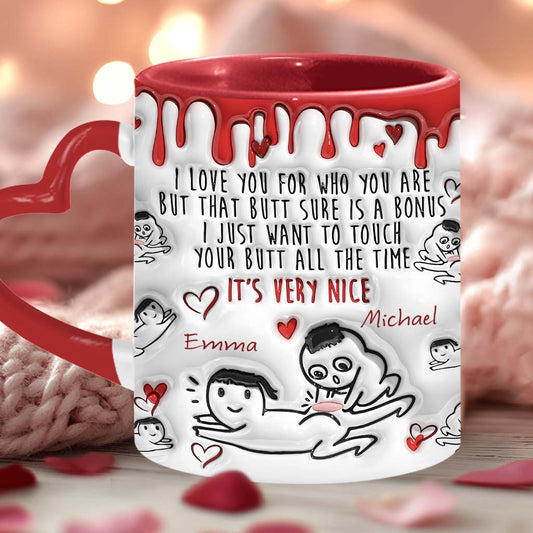 Your Butt Is Bonus - Personalized Couple Heart Handle Mug