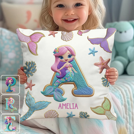 Beautiful Mermaid Alphabet - Personalized Kid Throw Pillow