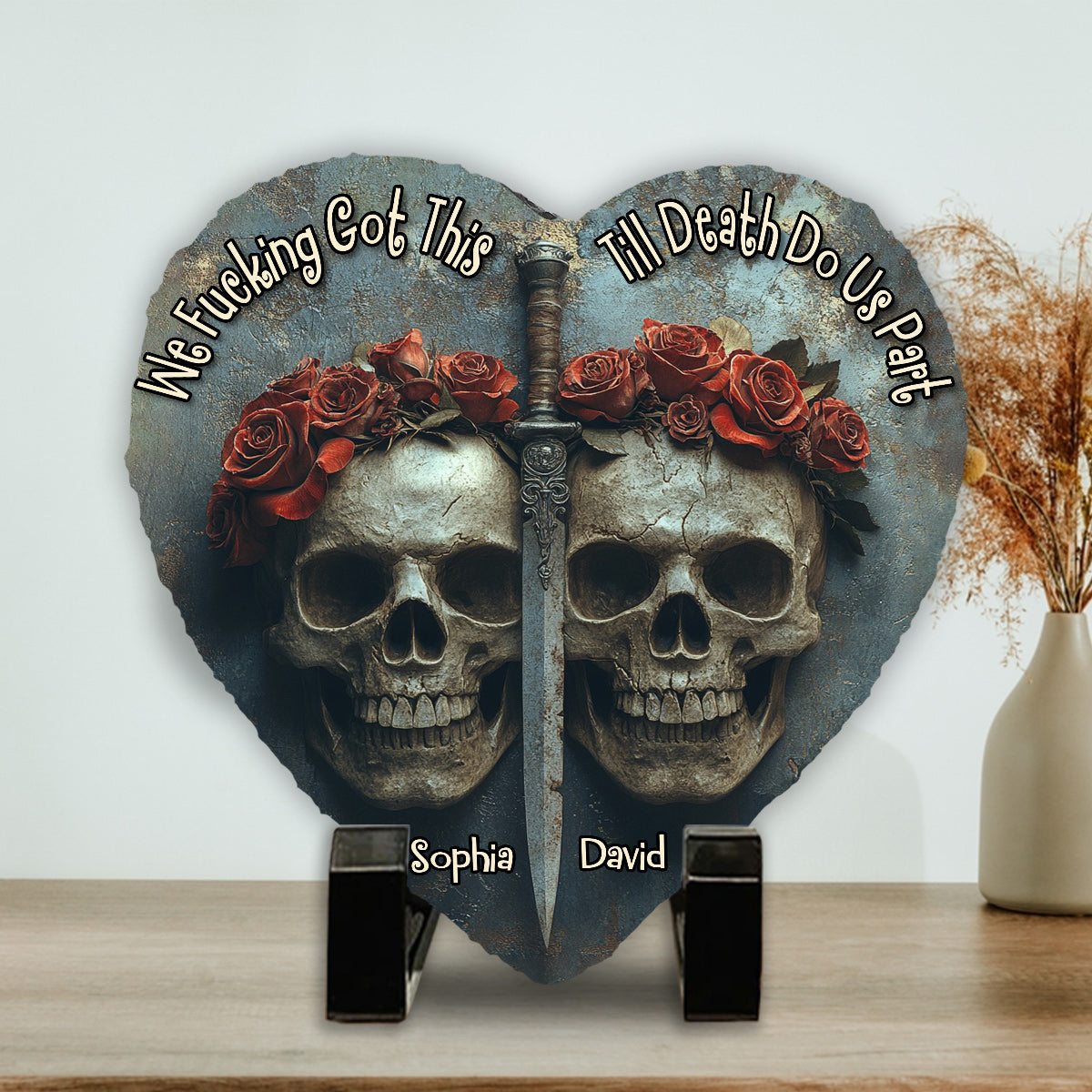 We Got This, Till Death Do Us Part - Personalized Couple Heart Shaped Stone