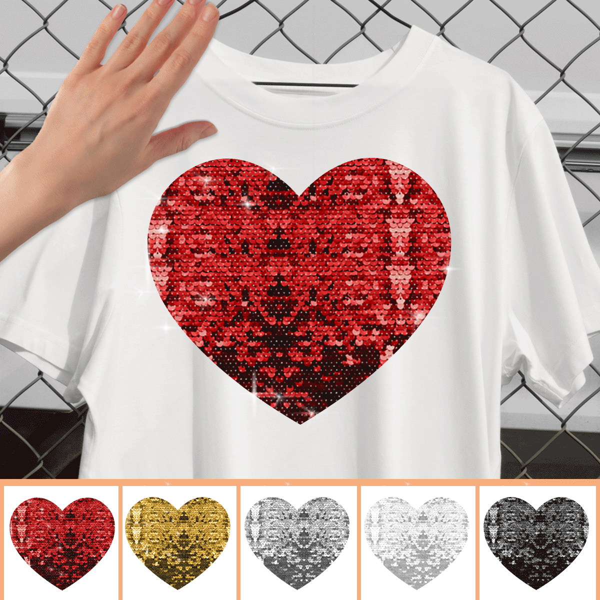 T-shirt à sequins personnalisé avec photo de chien et chat « Pour toujours dans mon cœur » - Cadeau idéal pour les amoureux des chiens et des chats