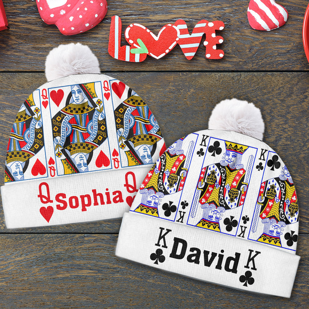 King And Queen - Personalized Couple Beanie Hat