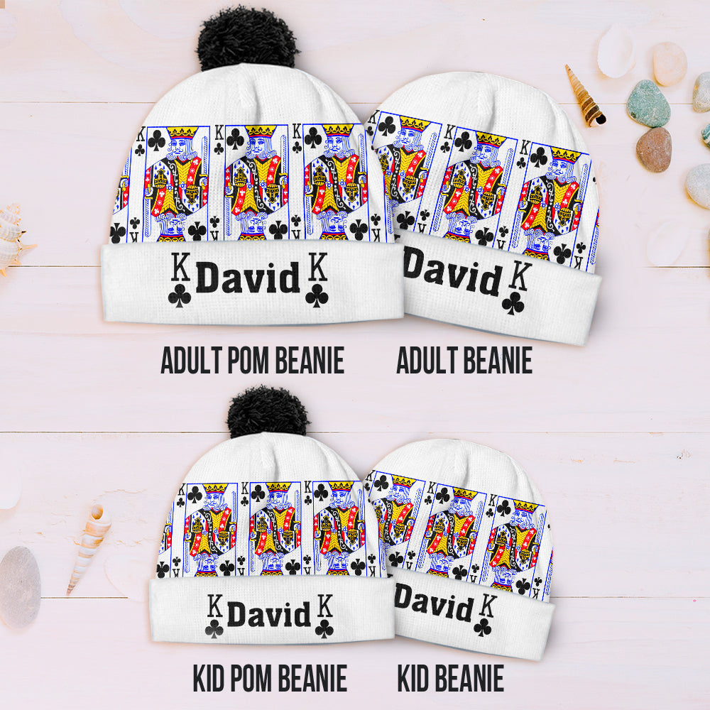 King And Queen - Personalized Couple Beanie Hat