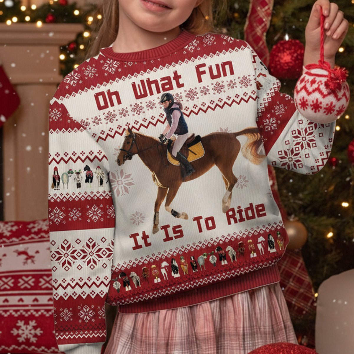 Oh What Fun It Is To Ride Christmas Gift for Horse Lovers - Personalized Horse Ugly Sweater
