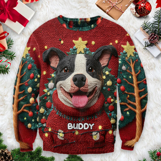 Lustiger Pitbull-Weihnachtspullover – personalisierter Hundepullover