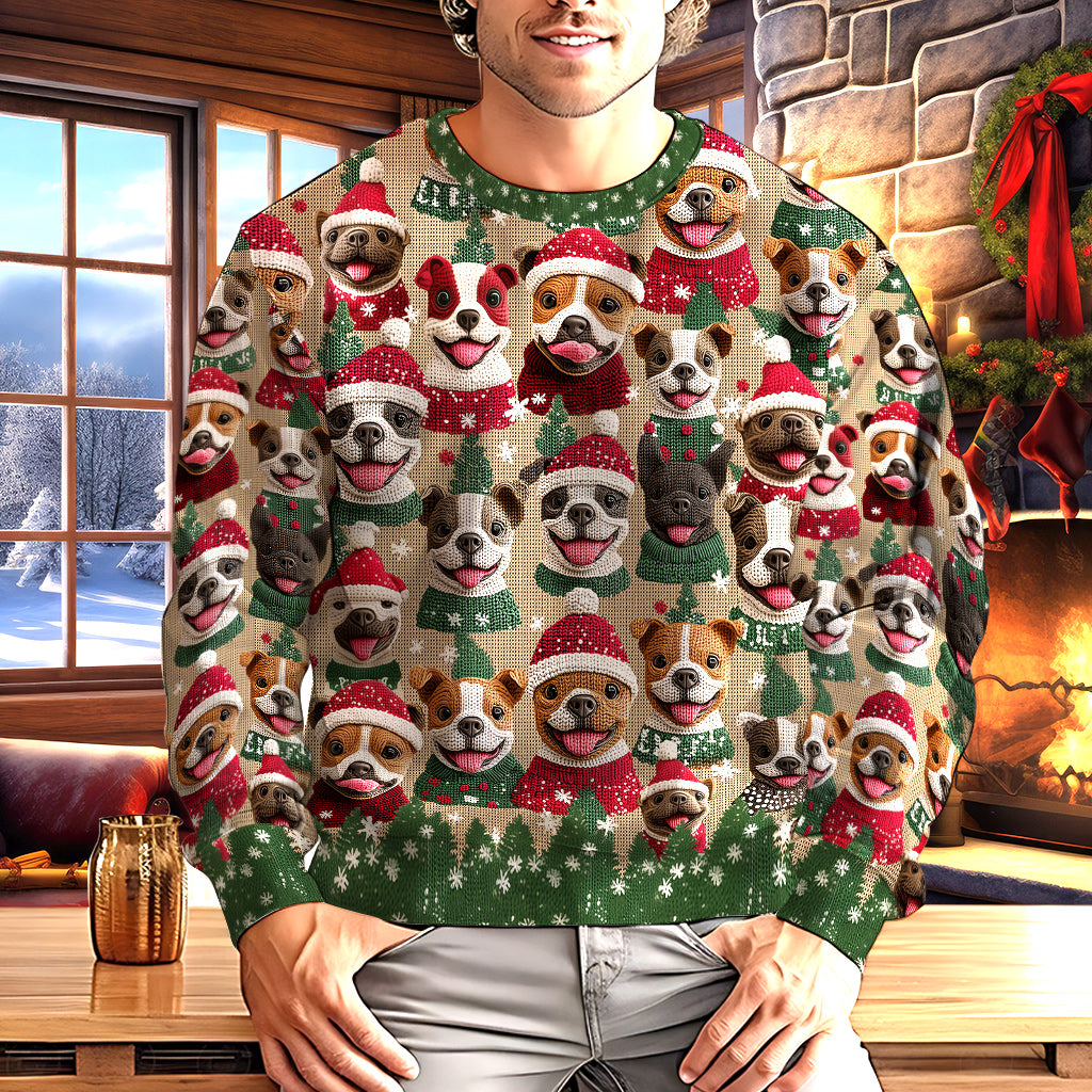 Christmas Pitbull Pattern - Dog Ugly Sweater