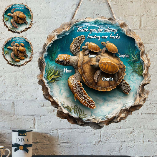 Thanks for Always Having Our Backs - Personalized Mother Custom Shaped Wood Sign