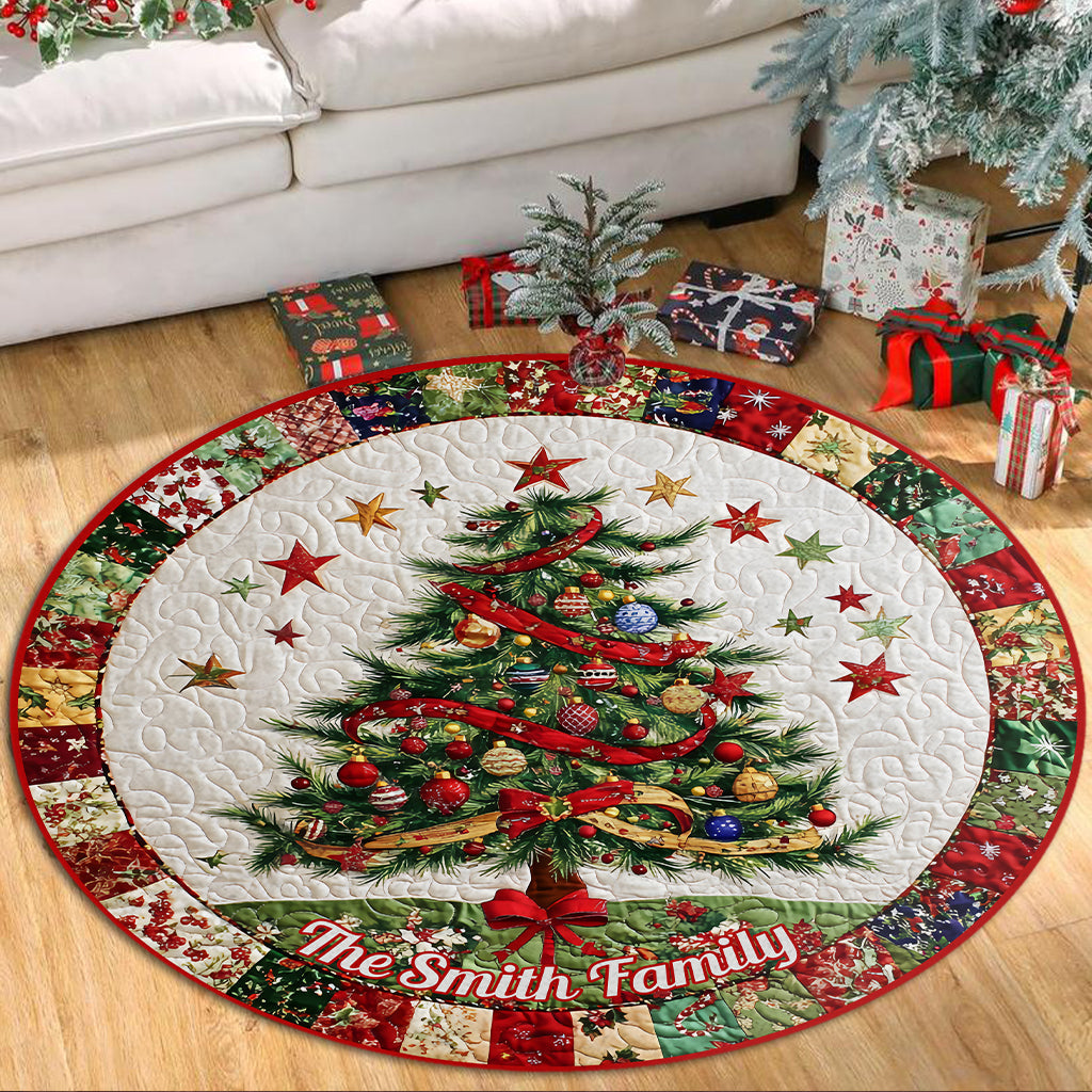 Merry Christmas - Personalized Family Round Rug