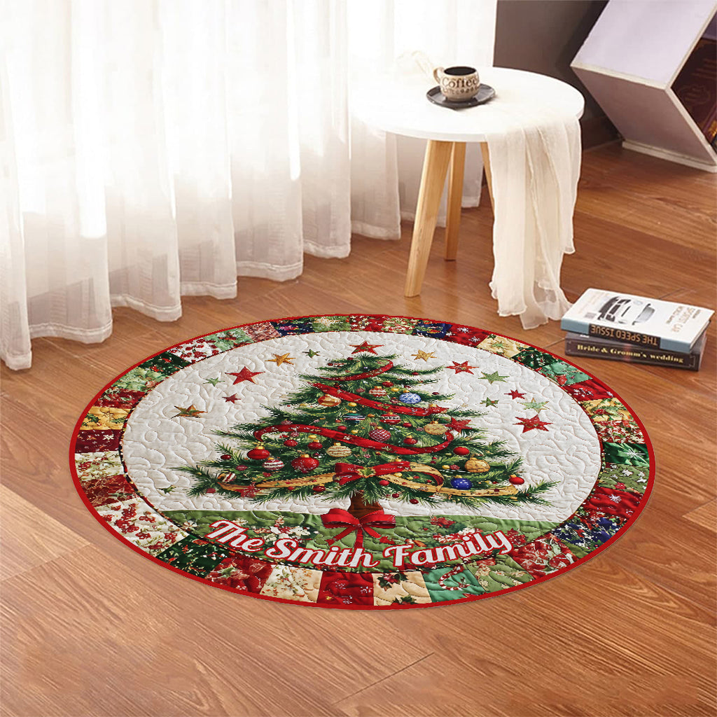 Merry Christmas - Personalized Family Round Rug