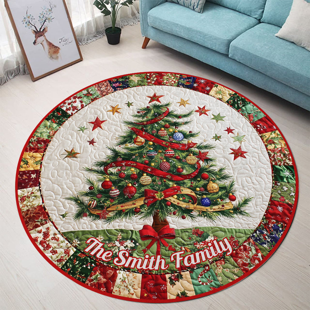 Merry Christmas - Personalized Family Round Rug