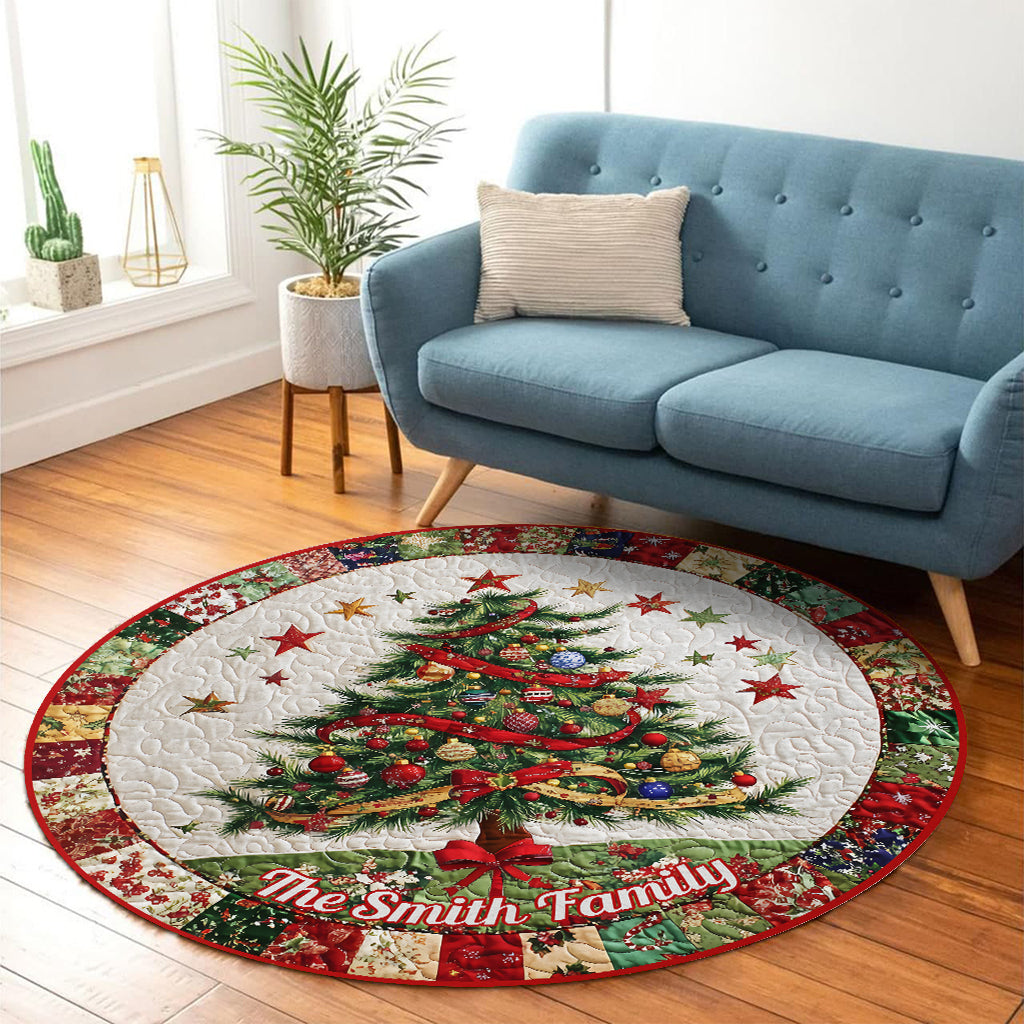 Merry Christmas - Personalized Family Round Rug