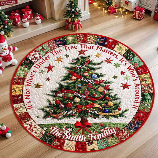 Merry Christmas - Personalized Family Round Rug
