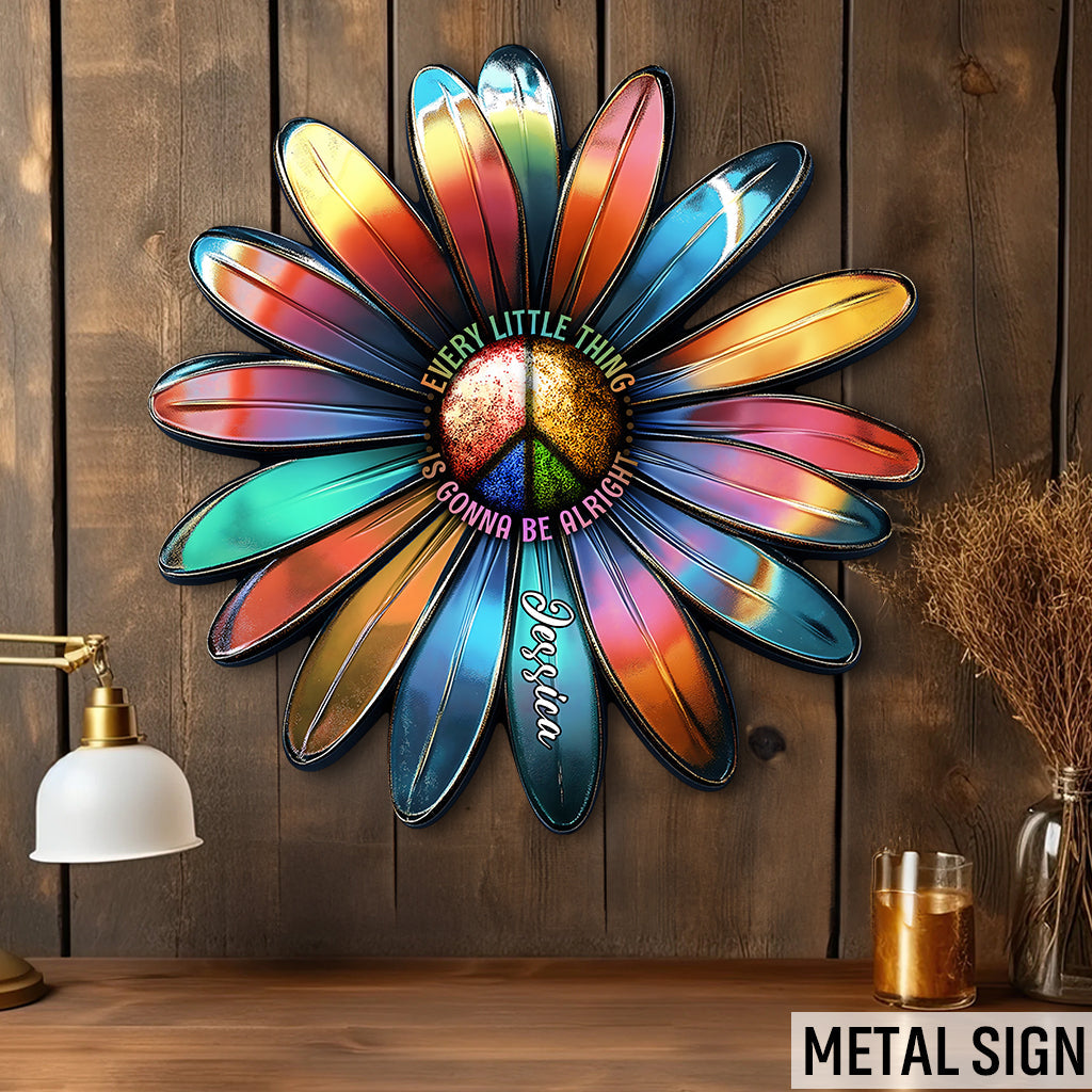 Every Little Thing Is Gonna Be Alright - Personalized Hippie Cut Metal Sign