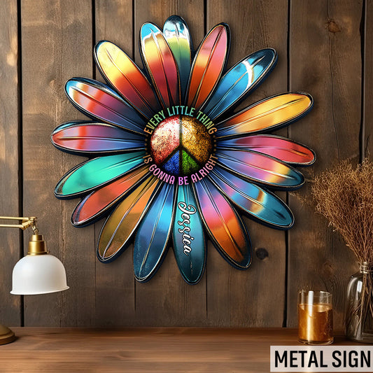 Every Little Thing Is Gonna Be Alright - Personalized Hippie Cut Metal Sign