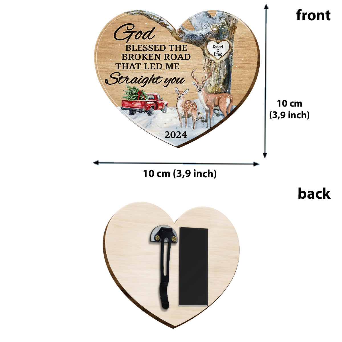 God Blessed The Broken Road That Leds Me To You - Personalized Couple Shaped Car Visor Clip