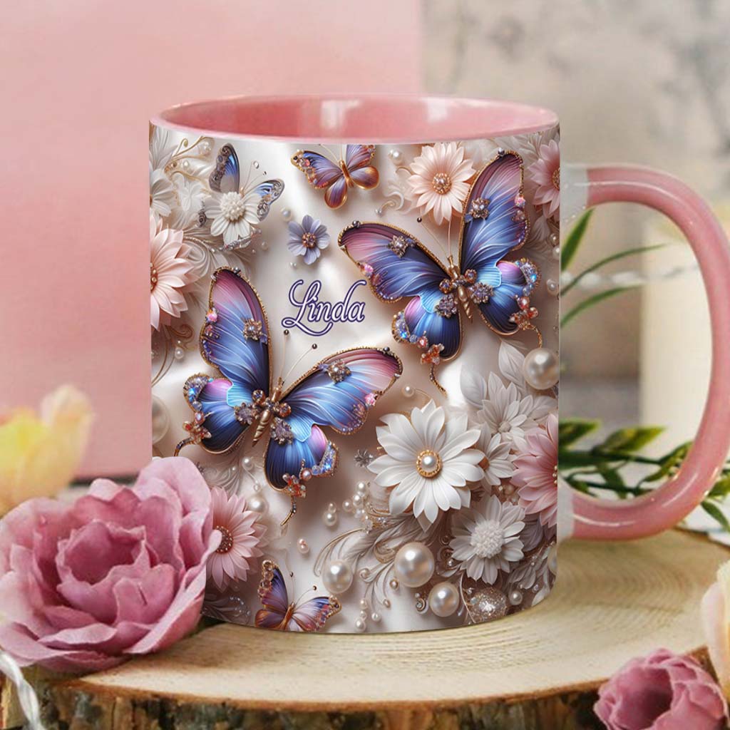 Beautiful Butterfly - Personalized Butterfly Accent Mug