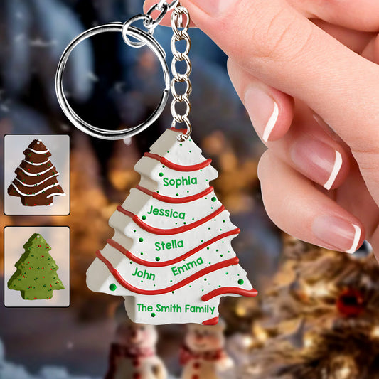 Christmas Cake Family Friends Coworkers - Personalized Family Keychain