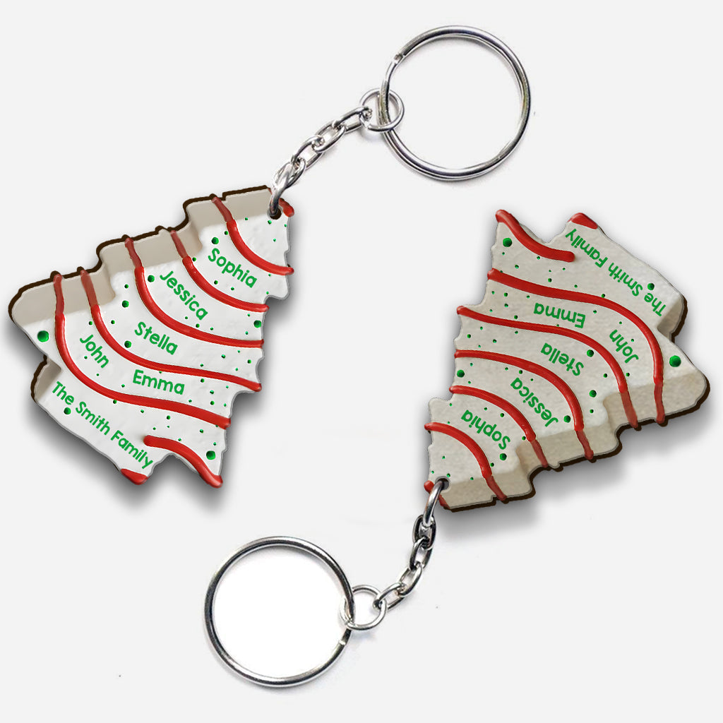 Christmas Cake Family Friends Coworkers - Personalized Family Keychain