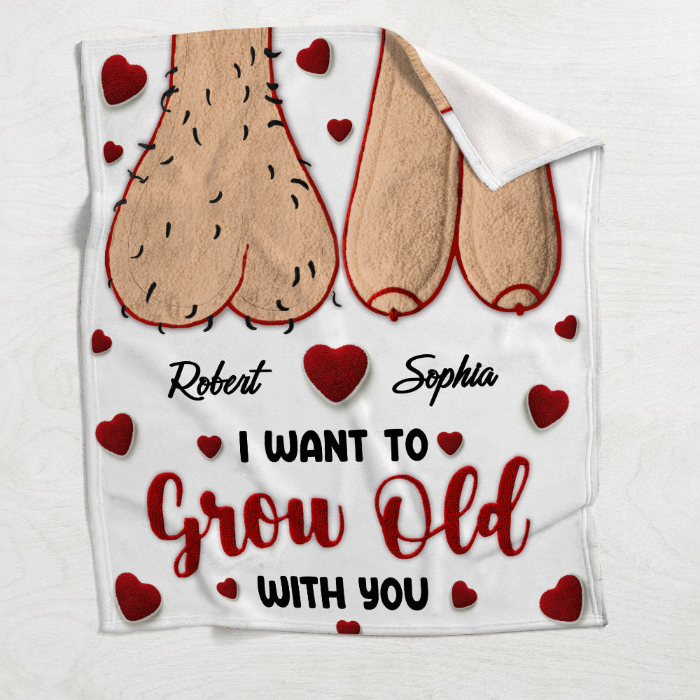 I Want To Grow Old With You - Personalized Couple Blanket