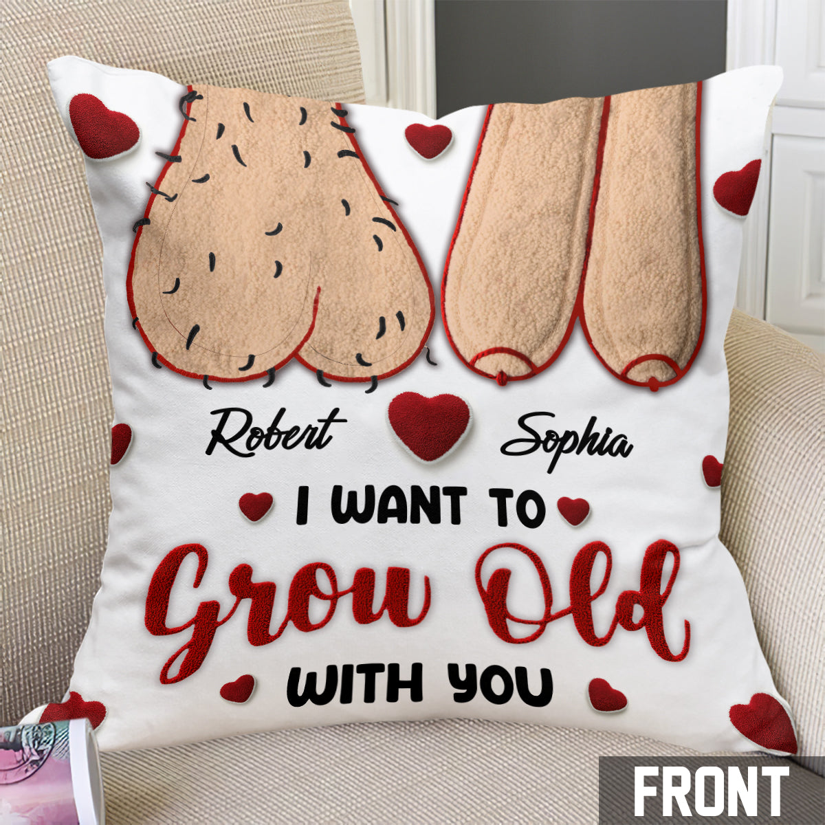 I Want To Grow Old With You - Personalized Couple Throw Pillow