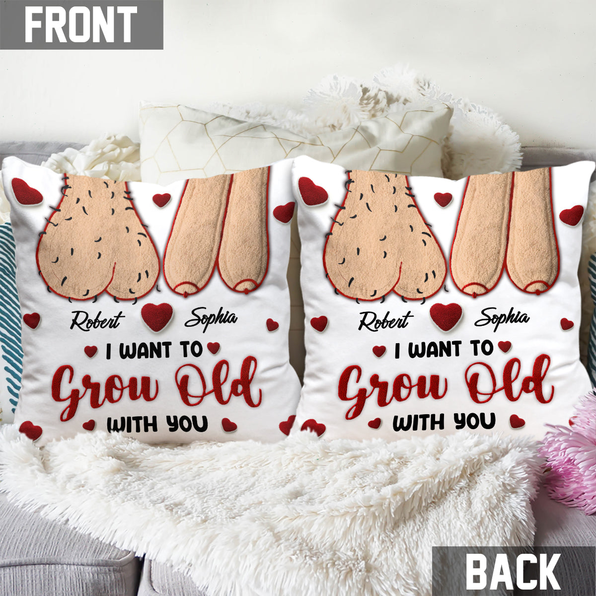 I Want To Grow Old With You - Personalized Couple Throw Pillow