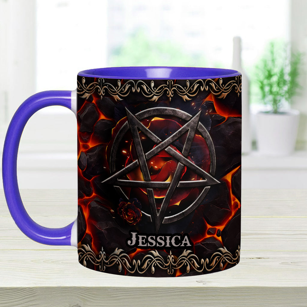 Volcanic Pentacle - Personalized Witch Accent Mug