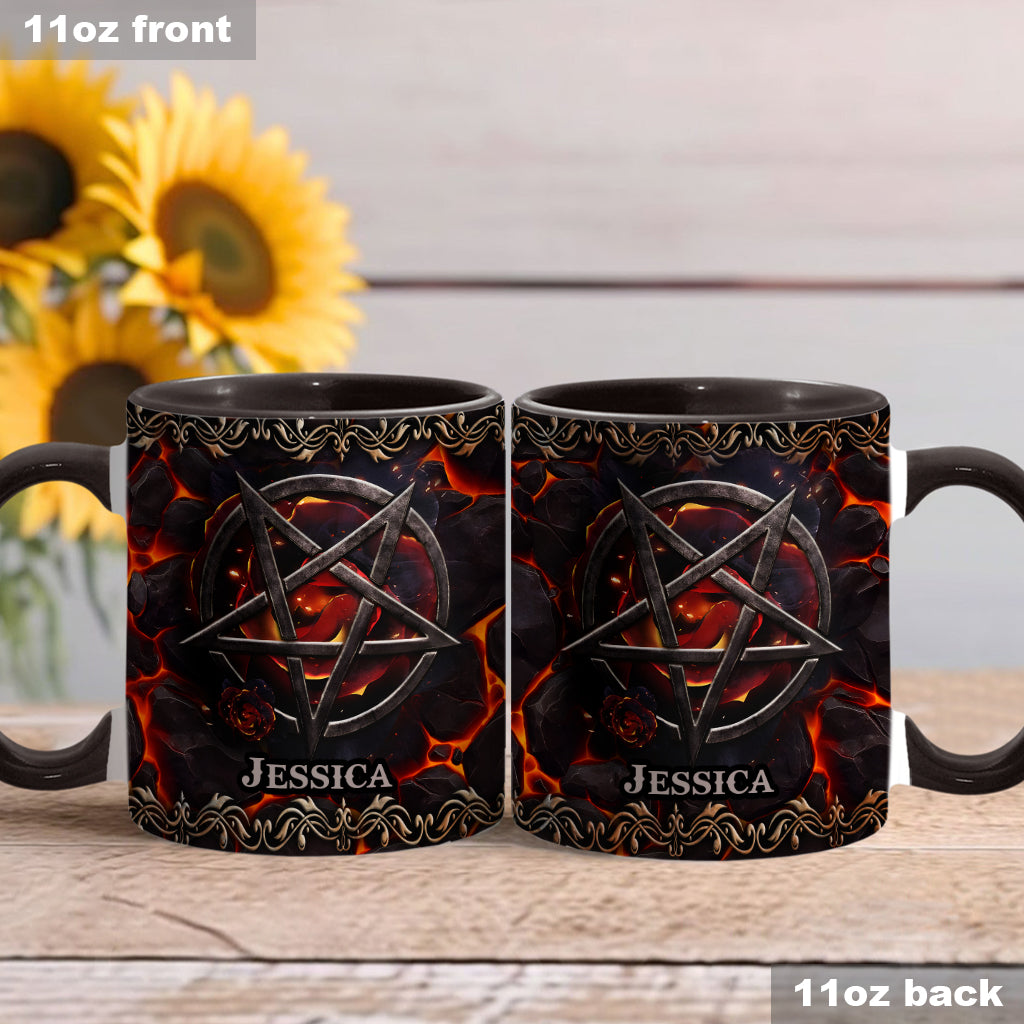 Volcanic Pentacle - Personalized Witch Accent Mug