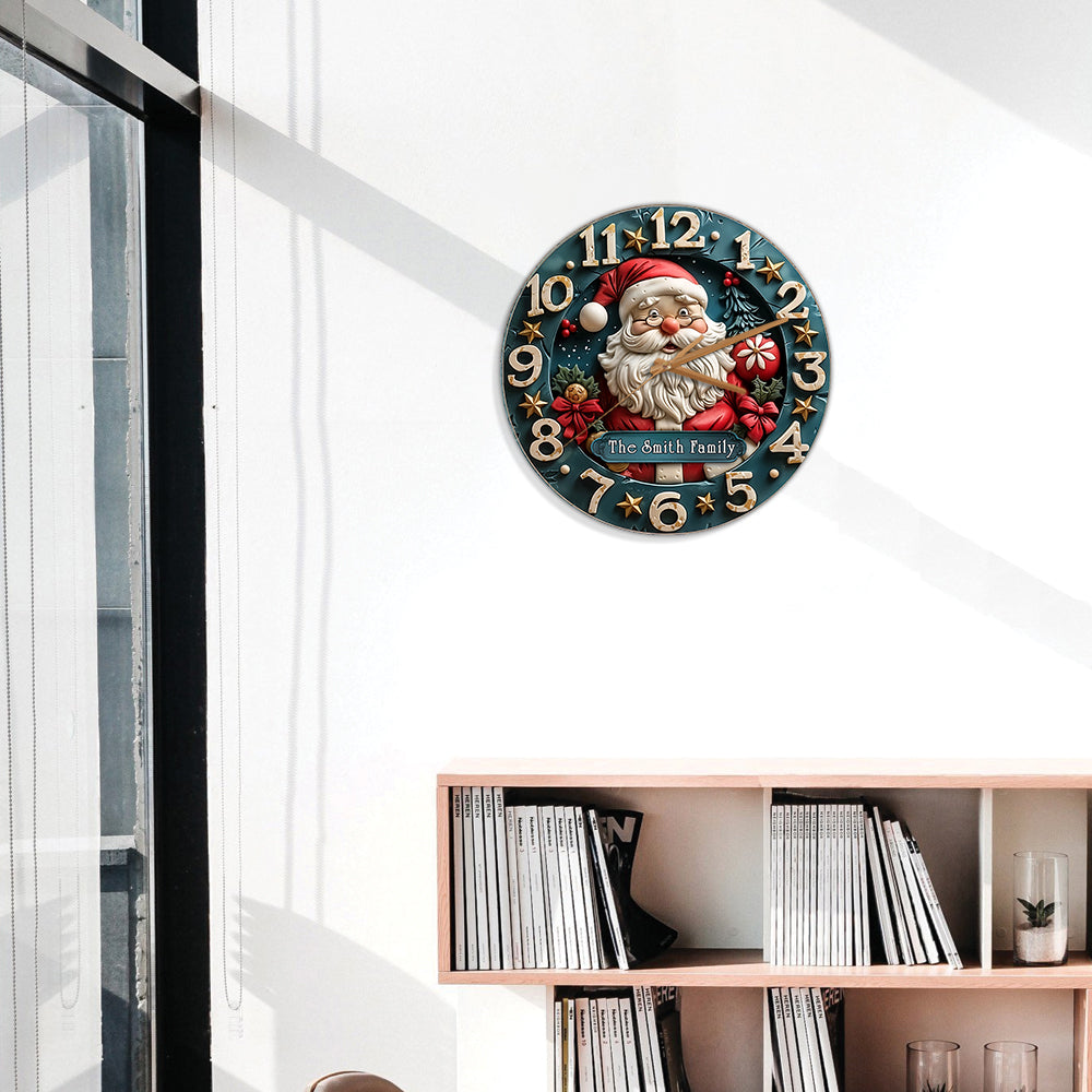 It's Time For Santa - Personalized Family Wall Clock