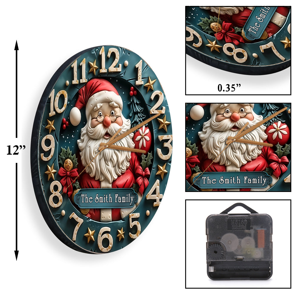 It's Time For Santa - Personalized Family Wall Clock