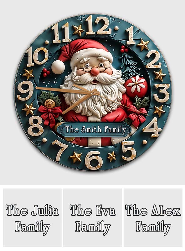 It's Time For Santa - Personalized Family Wall Clock