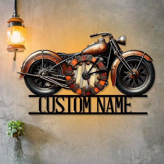 Toujours prêt pour une virée - Horloge murale lumineuse LED personnalisée pour motards