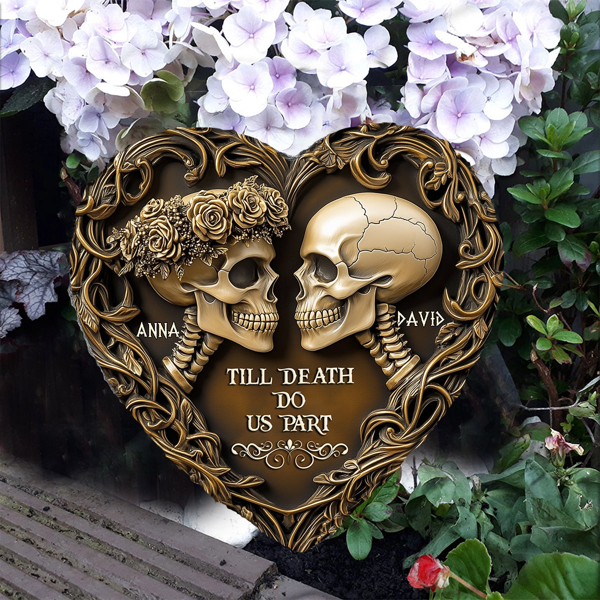 Til Death Do Us Part - Personalized Couple Heart Shaped Stone