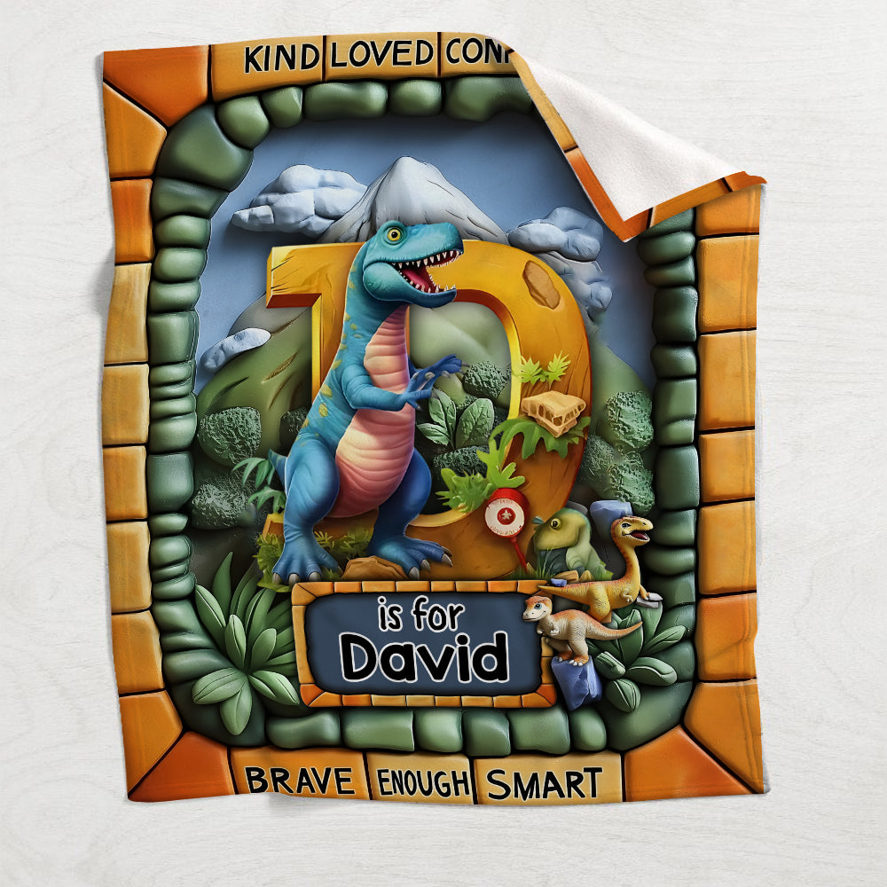 Dinosaur World Gift For Grankids - Personalized Kid Blanket