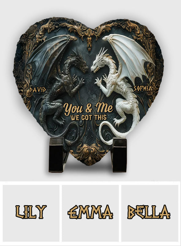 You & Me We Got This – Personalized Dragon Heart Stone, Perfect Christmas Gift for Couples