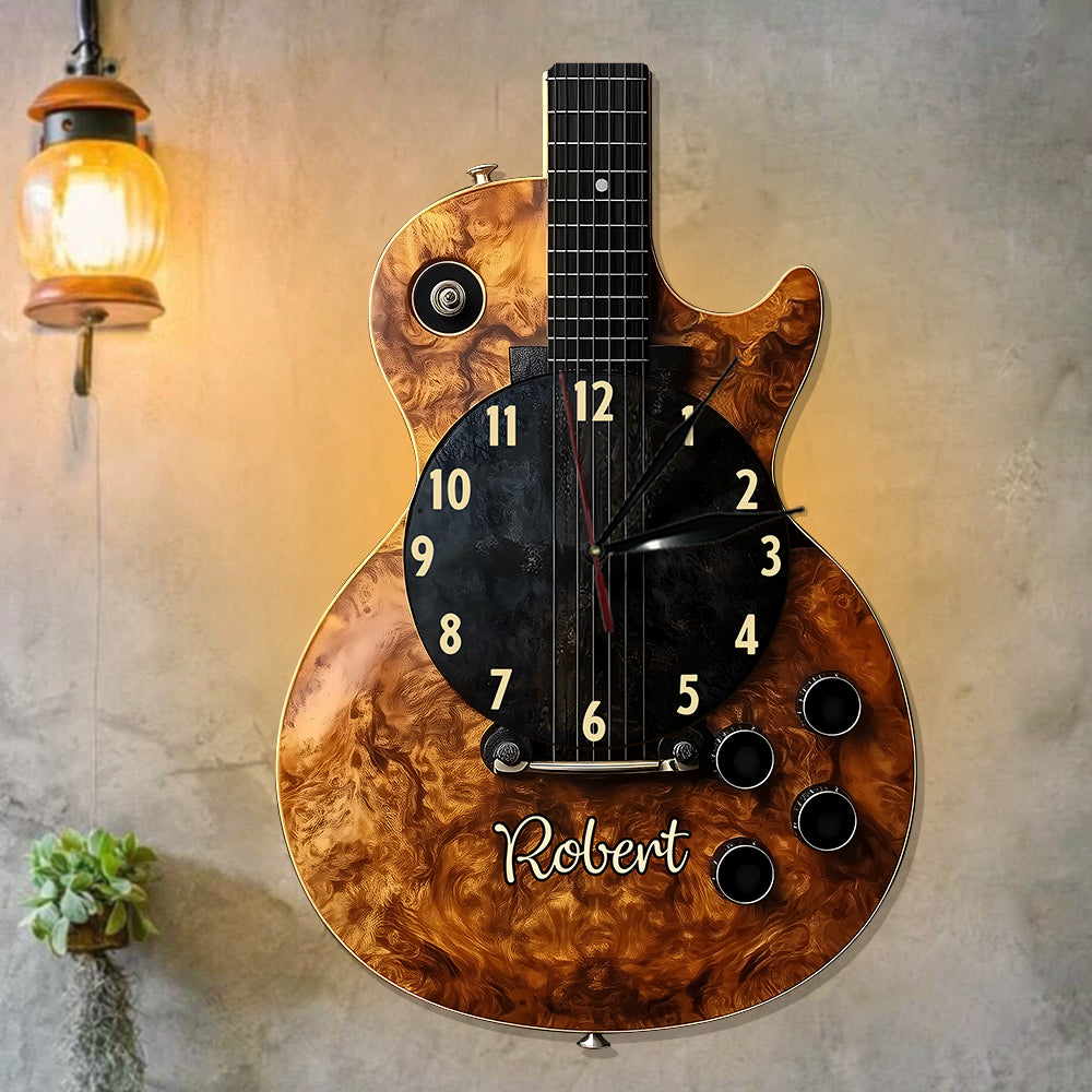 Time For Music - Personalized Guitar LED Light Wall Clock