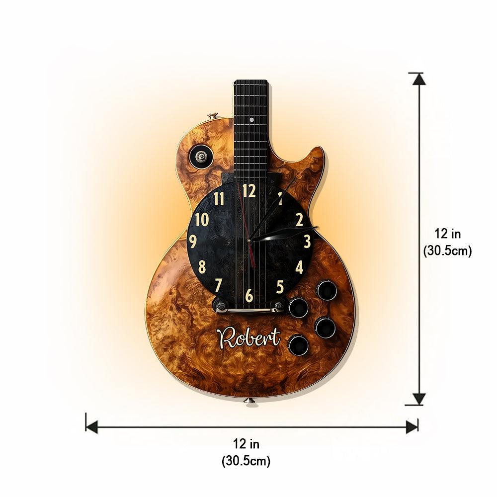 Time For Music - Personalized Guitar LED Light Wall Clock