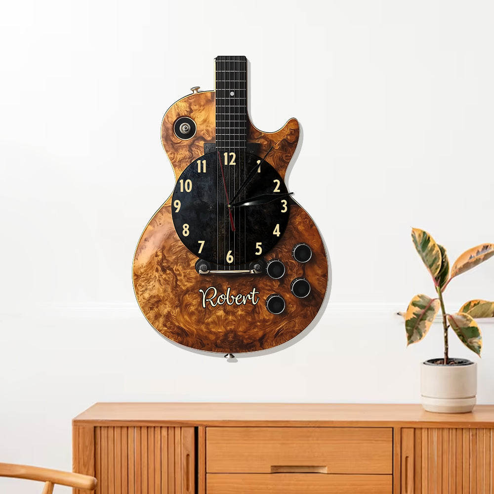 Time For Music - Personalized Guitar LED Light Wall Clock