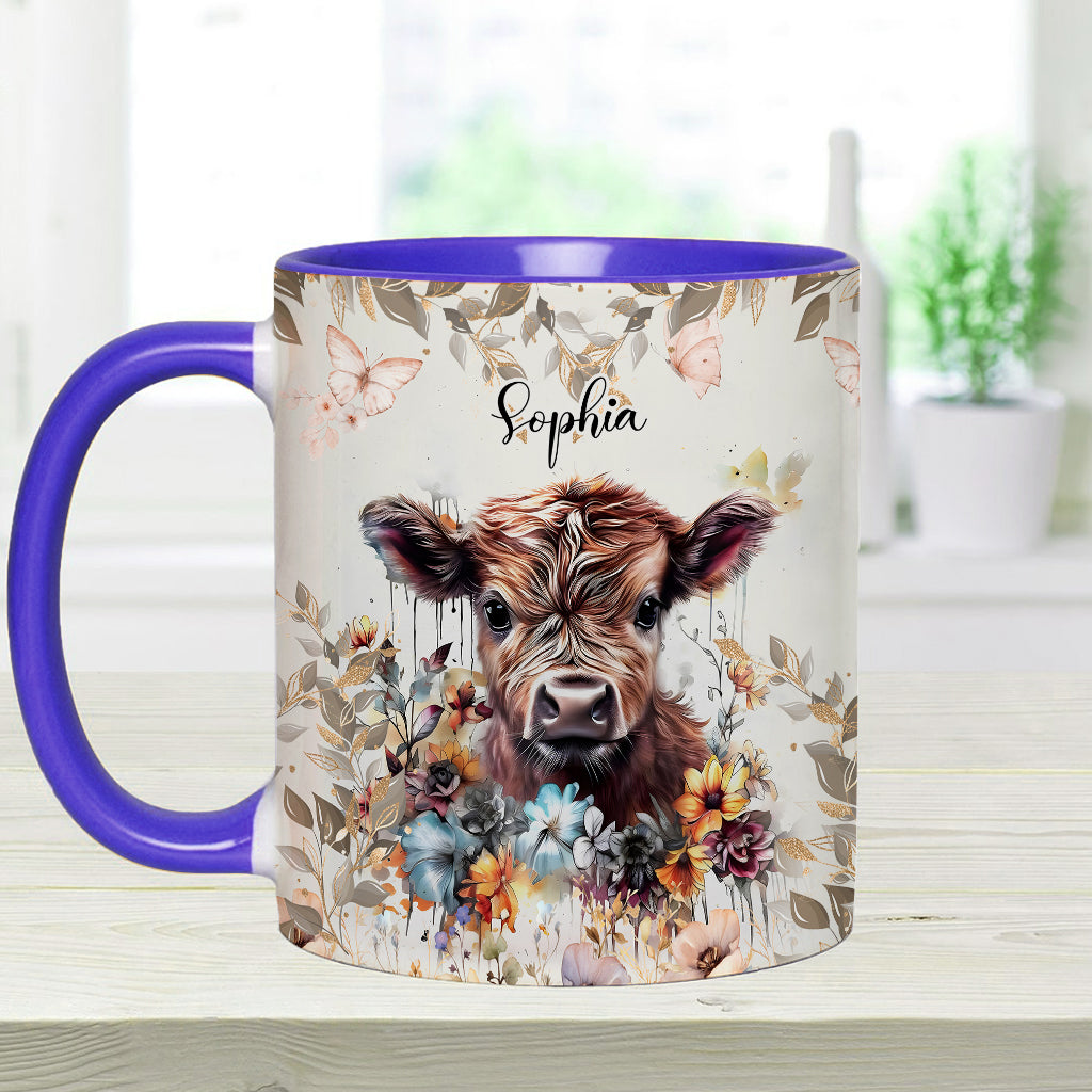 Floral Cow - Personalized Accent Mug