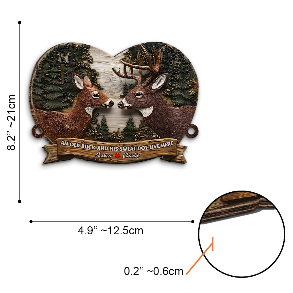 An Old Buck and His Doe Live Here - Personalized Couple Key Holder