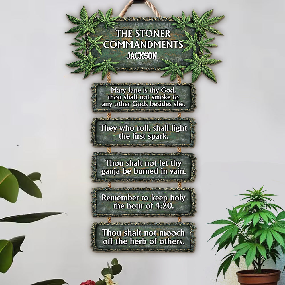 Die Kiffer-Gebote – Personalisiertes Weed-Palette-Holzschild