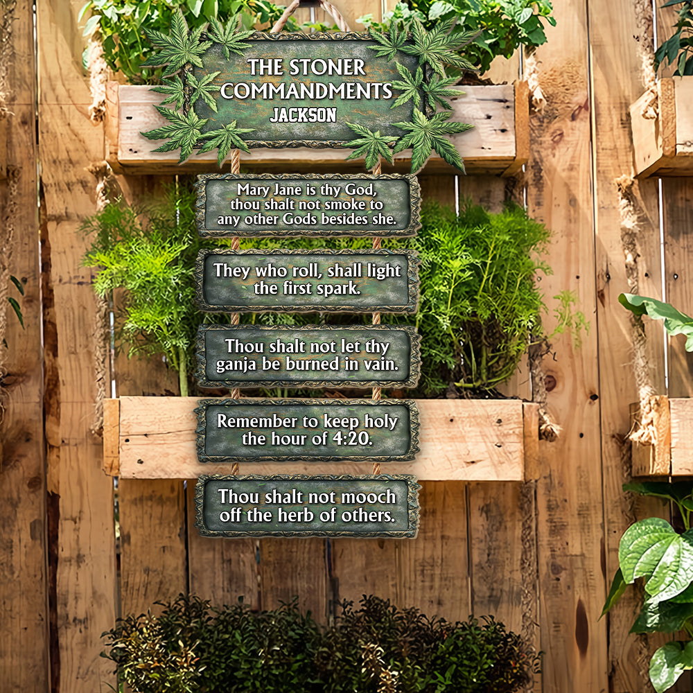 Die Kiffer-Gebote – Personalisiertes Weed-Palette-Holzschild