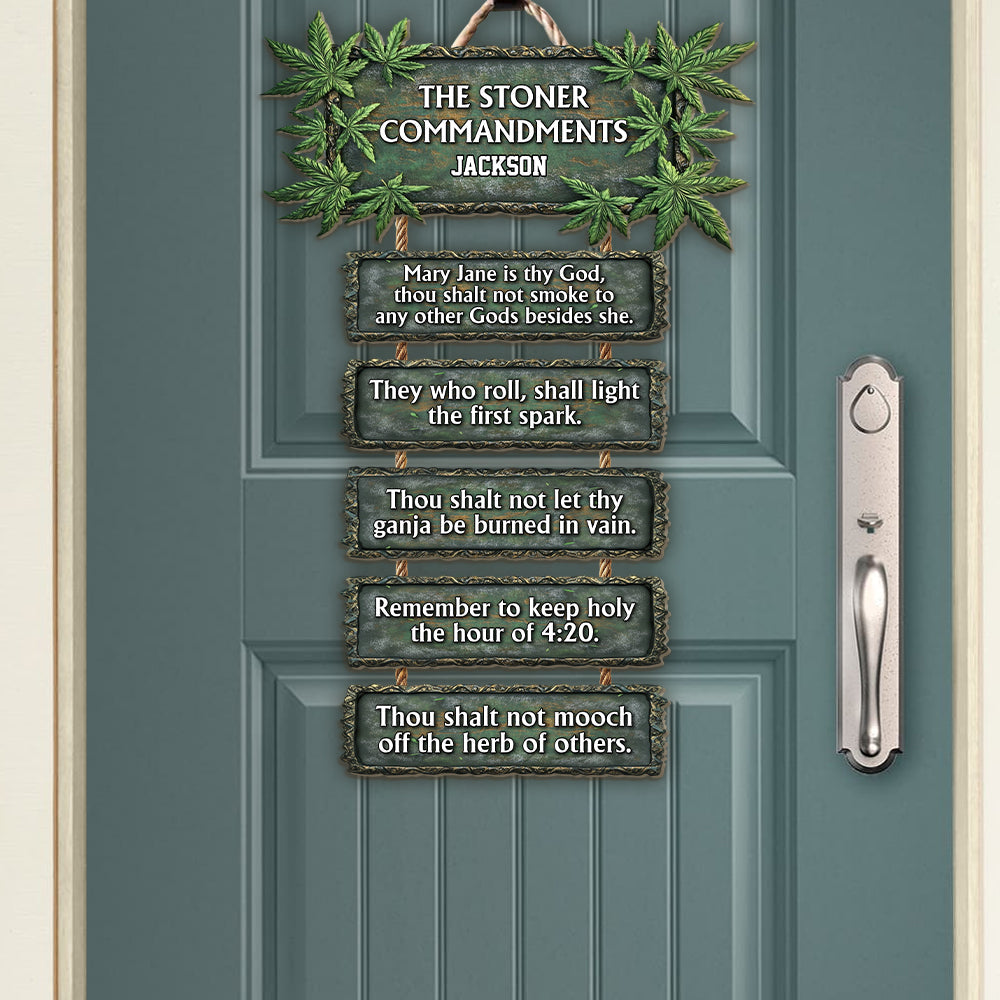 Die Kiffer-Gebote – Personalisiertes Weed-Palette-Holzschild