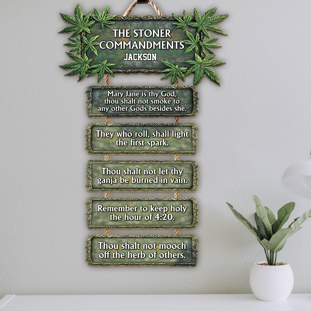 Die Kiffer-Gebote – Personalisiertes Weed-Palette-Holzschild