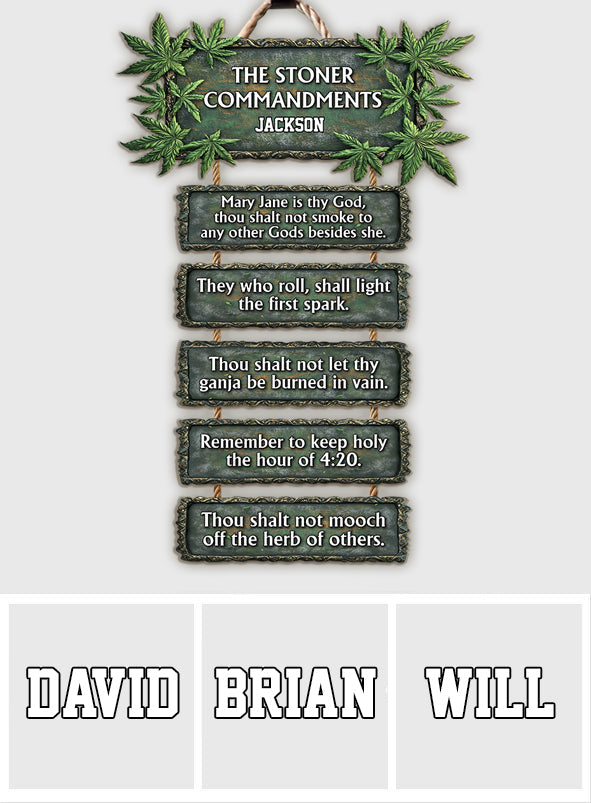 Die Kiffer-Gebote – Personalisiertes Weed-Palette-Holzschild