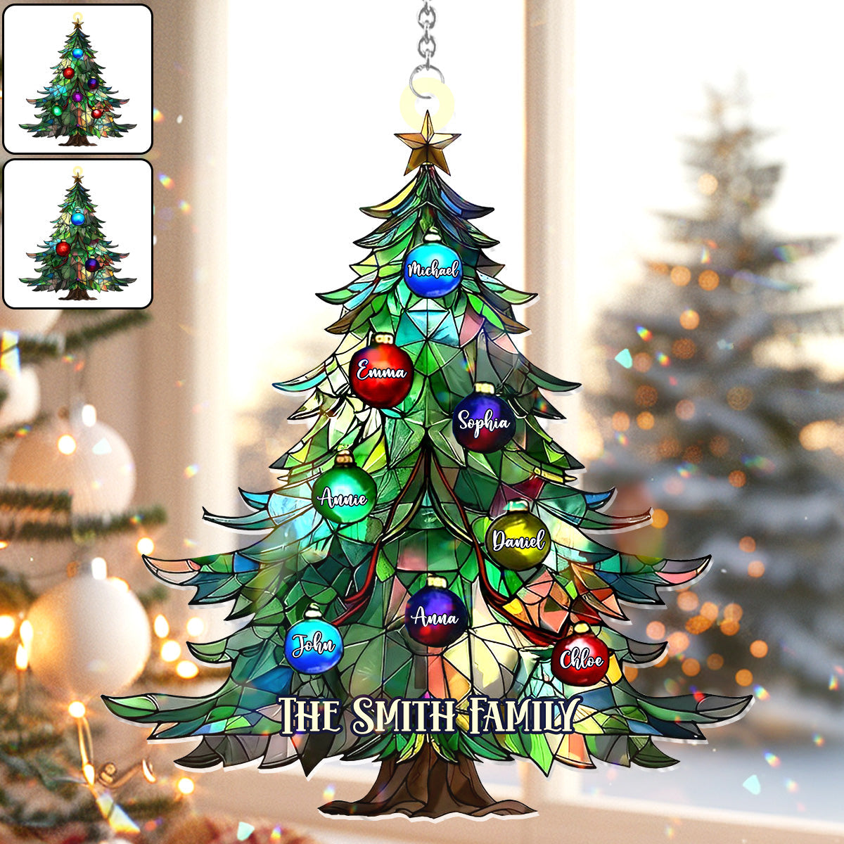 Family Christmas - Personalized Family Window Hanging Suncatcher Ornament