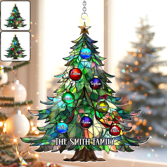 Family Christmas - Personalized Family Window Hanging Suncatcher Ornament