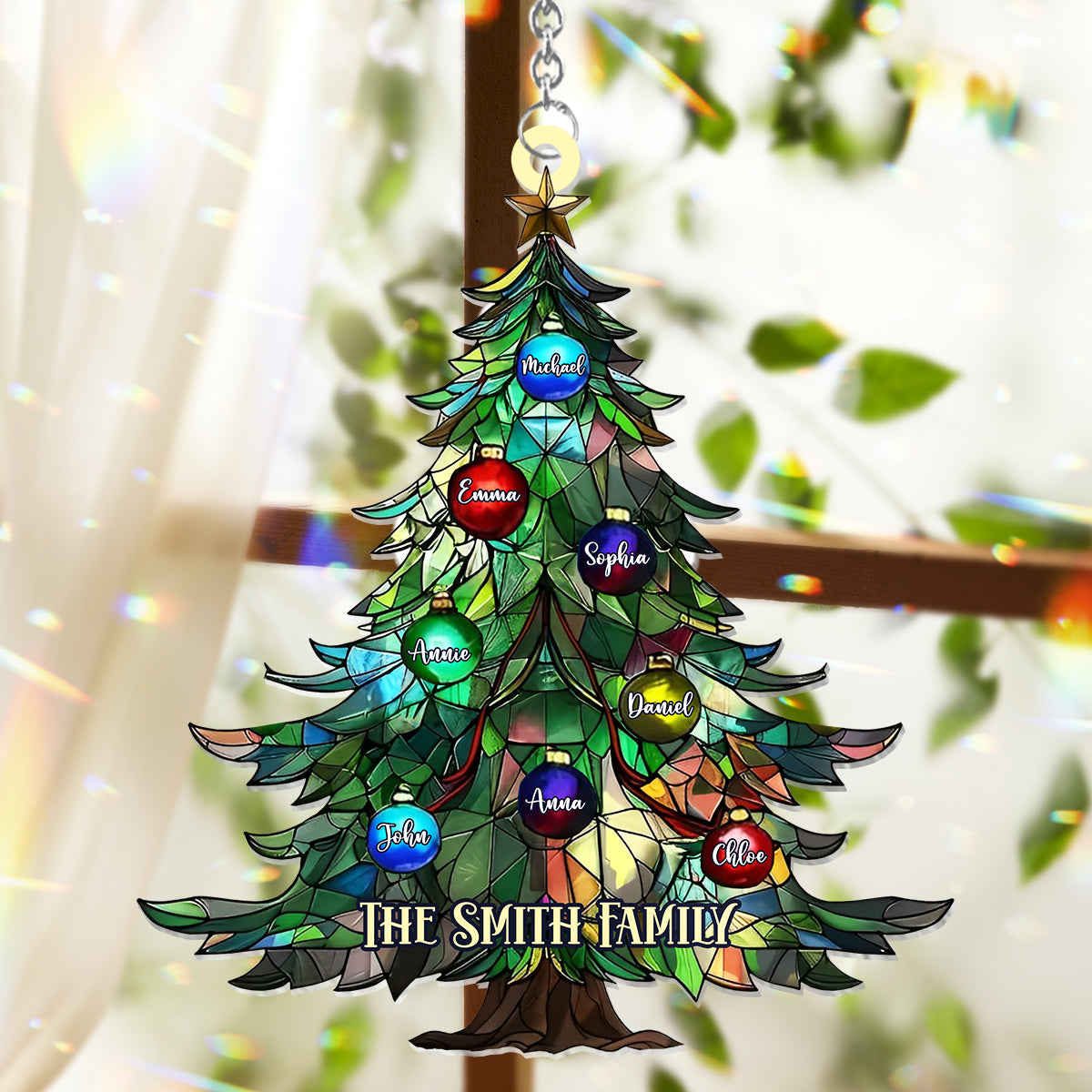 Family Christmas - Personalized Family Window Hanging Suncatcher Ornament